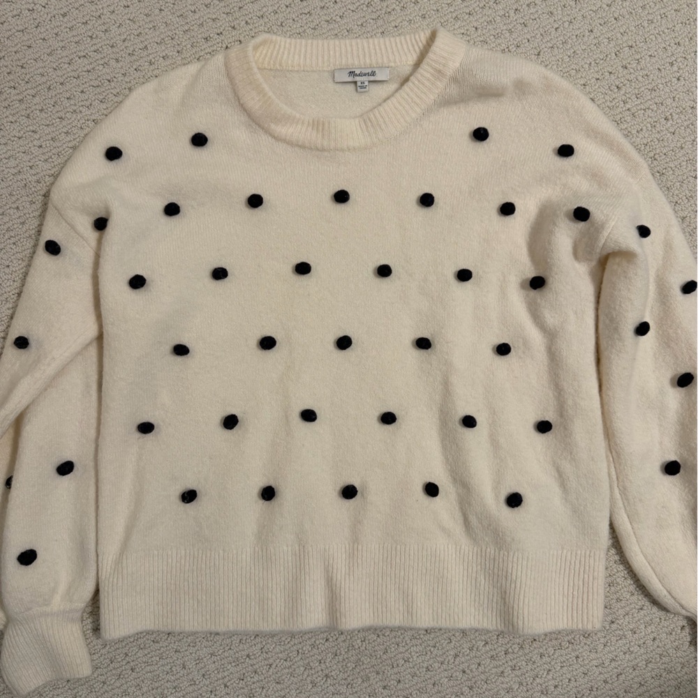 Madewell Cream and Black Polka Dot Sweater